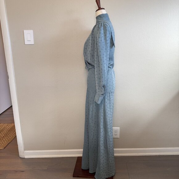 Favorite Daughter Blue Polka Dot Wrap Long Sleeve Dress Size Small - Picture 3 of 5